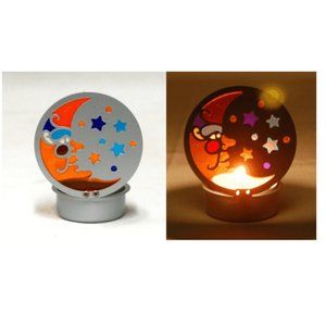 Silver Celestial Sun and Moon Tealight Candle Holder - 2.5" x 3"
